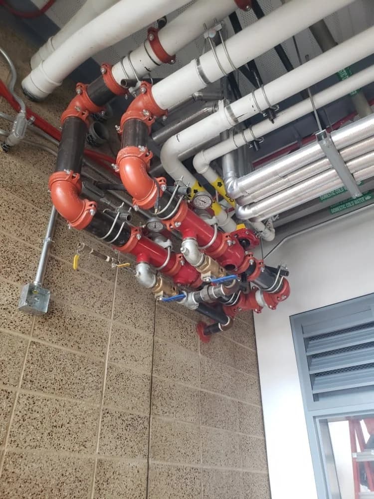Installed fire sprinkler pipe network